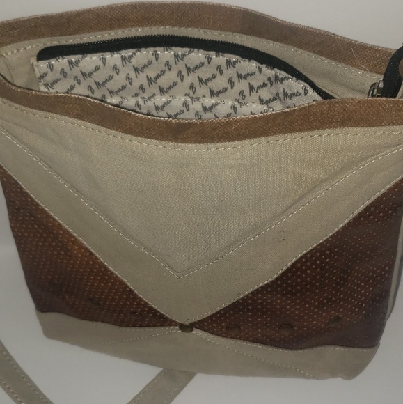 Mona B. Crossbody Bag NWOT brown tan Upcycled - Picture 2 of 8